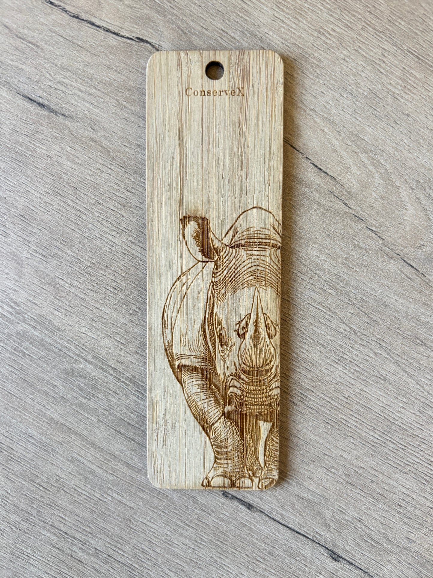 African Rhino Bamboo Bookmark